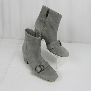 Bleeker & Bond Lacey 8.5 M Booties Gray Suede Leather Ankle Boots Buckle Details